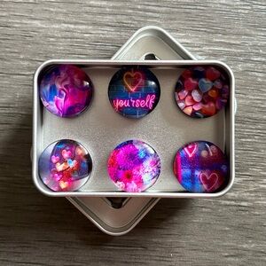 Handmade Colorful Heart and Floral Magnets Set
